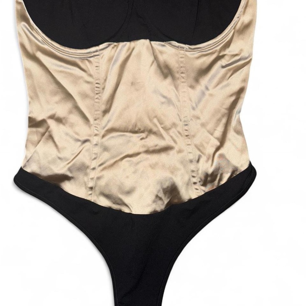 Fleur du Mal Black and Cream Shapewear Bodysuit
